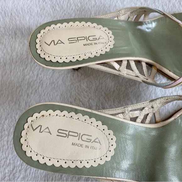 NEW Via Spiga Pastel Colors Kitten Heels Leather Sandals | 7 - Picture 2 of 11